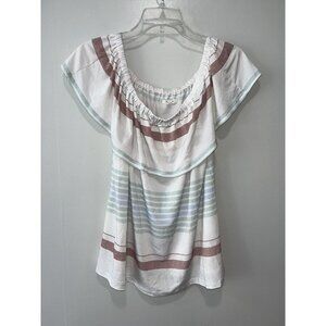 Maurices Women's Top, Medium, White, Blue & Red‎ Accents